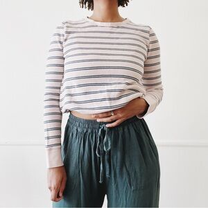 Dickies pink and black striped thermal long sleeve crewneck shirt